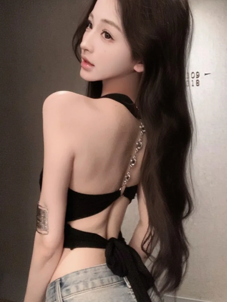 Black Spicy Girl Neck Hanging Strap Vest Women's Summer New Slimming Sexy Pure Desire Short Backless Top Korean Style Commute
Black Spicy Girl Neck Hanging Strap Vest Women's Summer New Slimming Sexy Pure Desire Short Backless Top Korean Style Commute