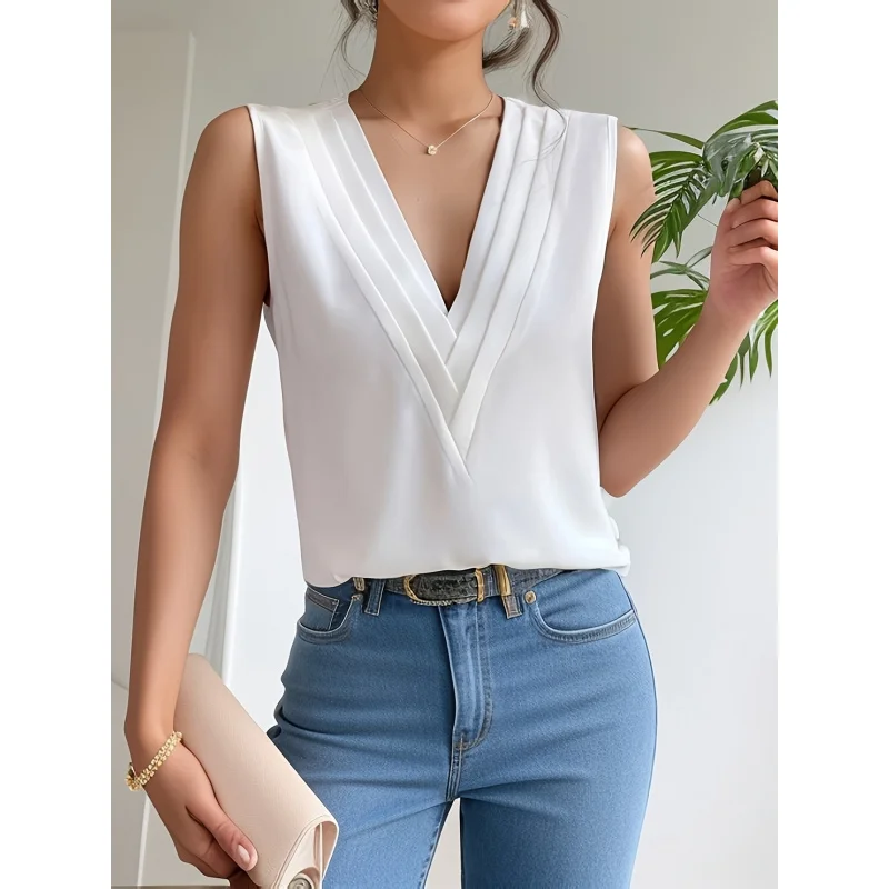 Targeted Solid Color Sleeveless Women'S Shirt Spliced Collar Women'S Vest Top
Targeted Solid Color Sleeveless Women'S Shirt Spliced Collar Women'S Vest Top