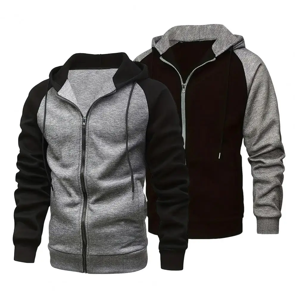 Fall Spring Men Coat Color Matching Drawstring Hooded Sweatshirt Zipper Closure Cardigan Long Sleeve Soft Warm Thick Men Jacket
Fall Spring Men Coat Color Matching Drawstring Hooded Sweatshirt Zipper Closure Cardigan Long Sleeve Soft Warm Thick Men Jacket