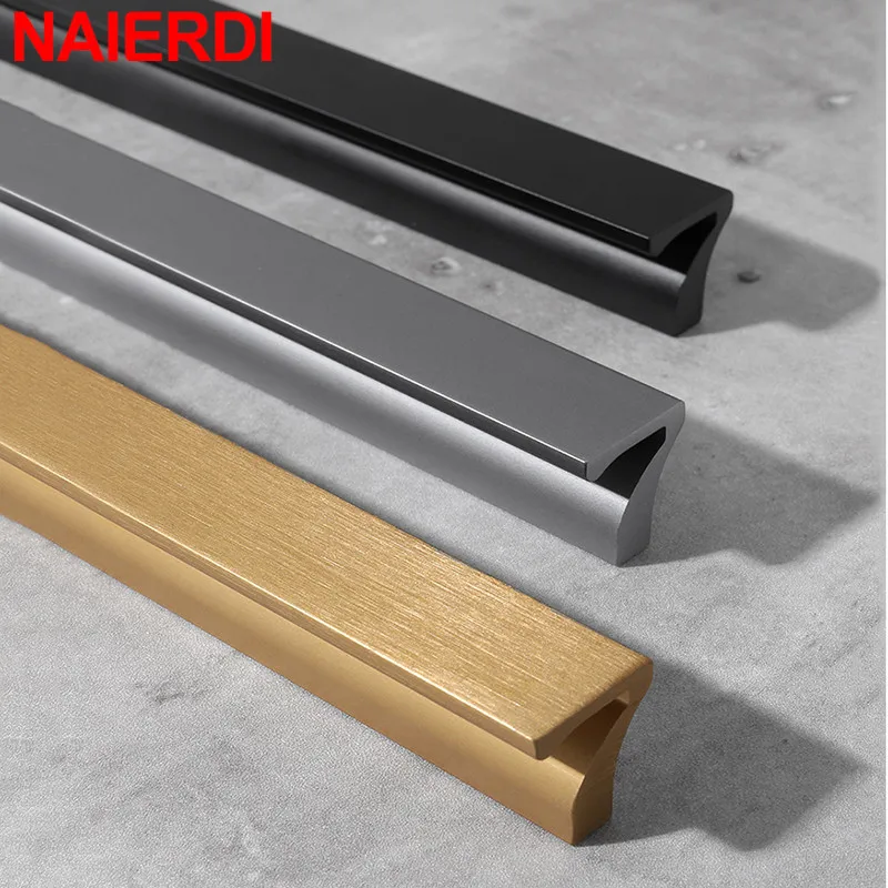 NAIERDI Luxury Brushed Gold Cabinet Handle Drawer Aluminum Alloy Long Furniture Handles Customizable Kitchen Cupboard Door Pulls
NAIERDI Luxury Brushed Gold Cabinet Handle Drawer Aluminum Alloy Long Furniture Handles Customizable Kitchen Cupboard Door Pulls