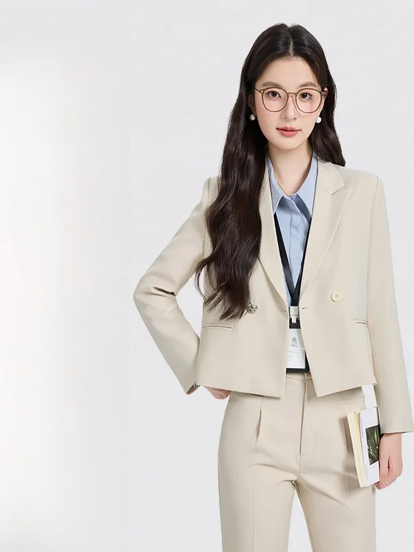 Fashionable Short OL Suit Jacket Women's Commute Style Waist-Cinching Career Polyester Fiber Long Sleeve Double-Breasted
Fashionable Short OL Suit Jacket Women's Commute Style Waist-Cinching Career Polyester Fiber Long Sleeve Double-Breasted