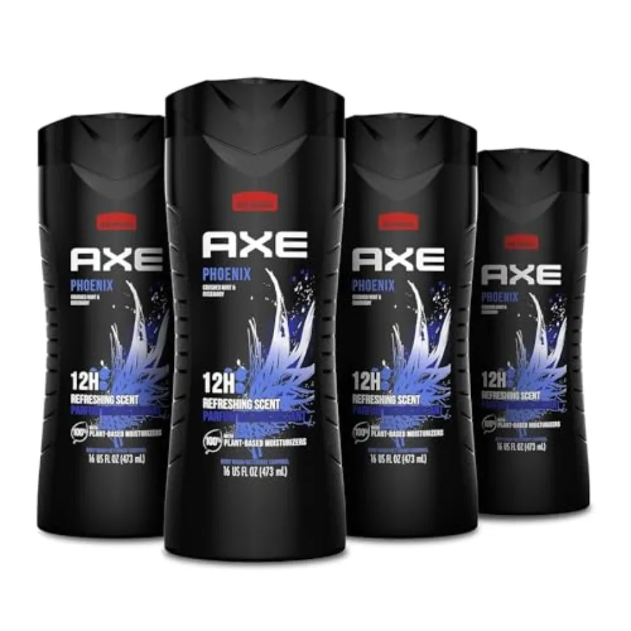 AXE Body Wash Phoenix 4 Count 12h Refreshing Scent Men's Body Wash with Plant-Based Moisturizers 16 oz
AXE Body Wash Phoenix 4 Count 12h Refreshing Scent Men's Body Wash with Plant-Based Moisturizers 16 oz