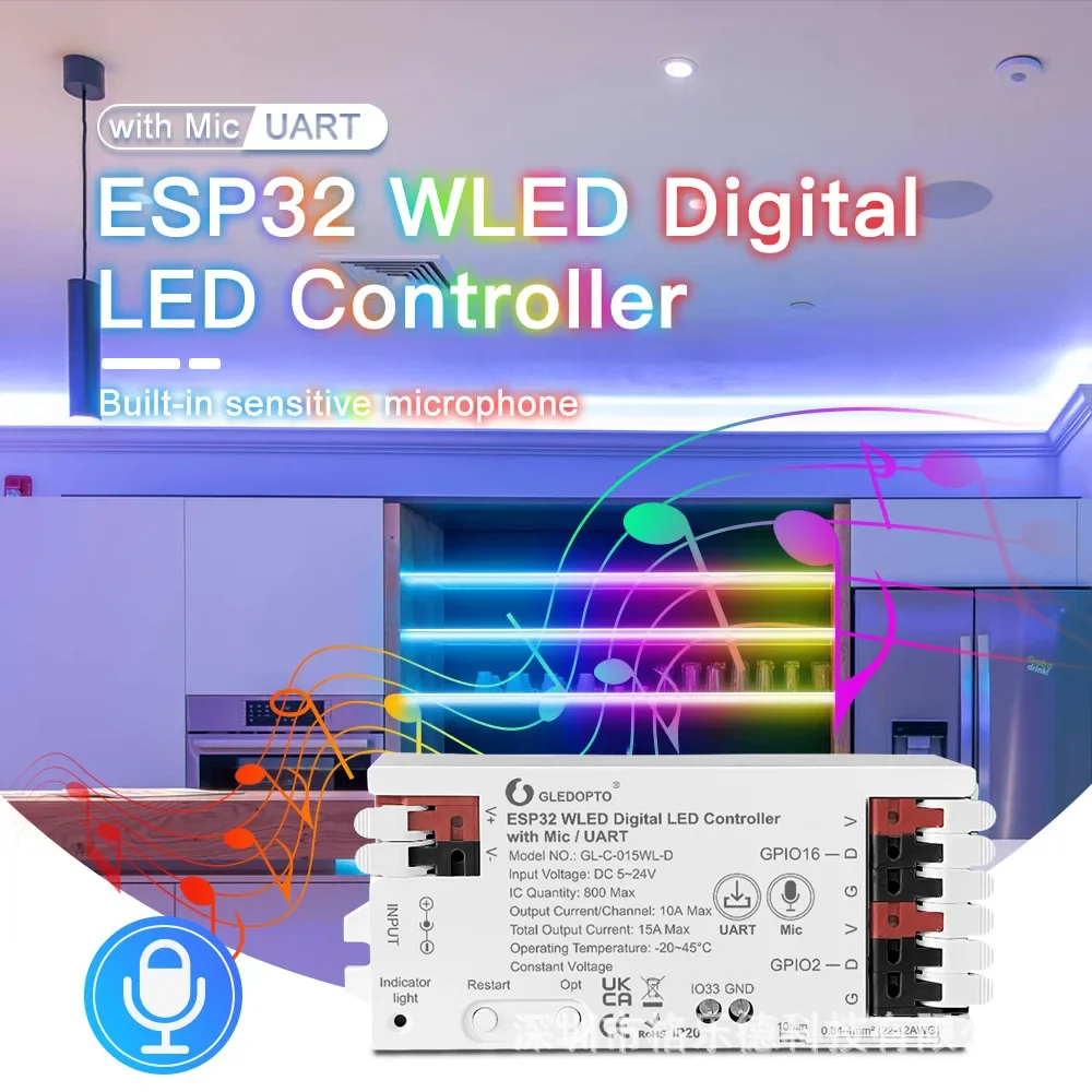GLEDOPTO ESP32 WLED LED Controller Mic UART Download Music Sound Dynamic RGB DIY WiFi WS2811 WS2812 SK6812 TM1814 WS2813 WS2815
GLEDOPTO ESP32 WLED LED Controller Mic UART Download Music Sound Dynamic RGB DIY WiFi WS2811 WS2812 SK6812 TM1814 WS2813 WS2815