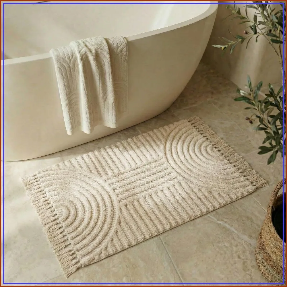 Boho Rug with Tassels - Soft 2x3 ft Cotton Bath Mat, Washable Non-Slip, Modern Home Decor, 24x36 inch
Boho Rug with Tassels - Soft 2x3 ft Cotton Bath Mat, Washable Non-Slip, Modern Home Decor, 24x36 inch