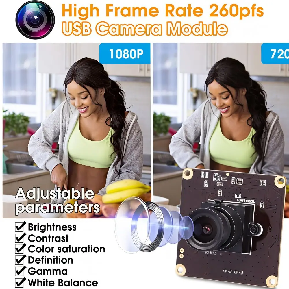 ELP 2MP 260fps High Frame Rate USB Webcam OV4689 Sensor 1080P 60fps USB 2.0 Camera for Industrial Vision Motion Capture
ELP 2MP 260fps High Frame Rate USB Webcam OV4689 Sensor 1080P 60fps USB 2.0 Camera for Industrial Vision Motion Capture