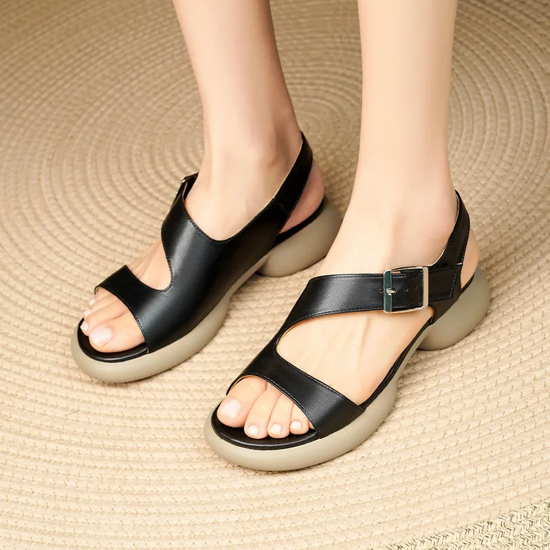 4cm Big Size 35-42 All Match Comfortable Genuine Leather Shoes Flat Platform Sandals 2025 Summer Women's Ankle Sandals Beach Mom
4cm Big Size 35-42 All Match Comfortable Genuine Leather Shoes Flat Platform Sandals 2025 Summer Women's Ankle Sandals Beach Mom