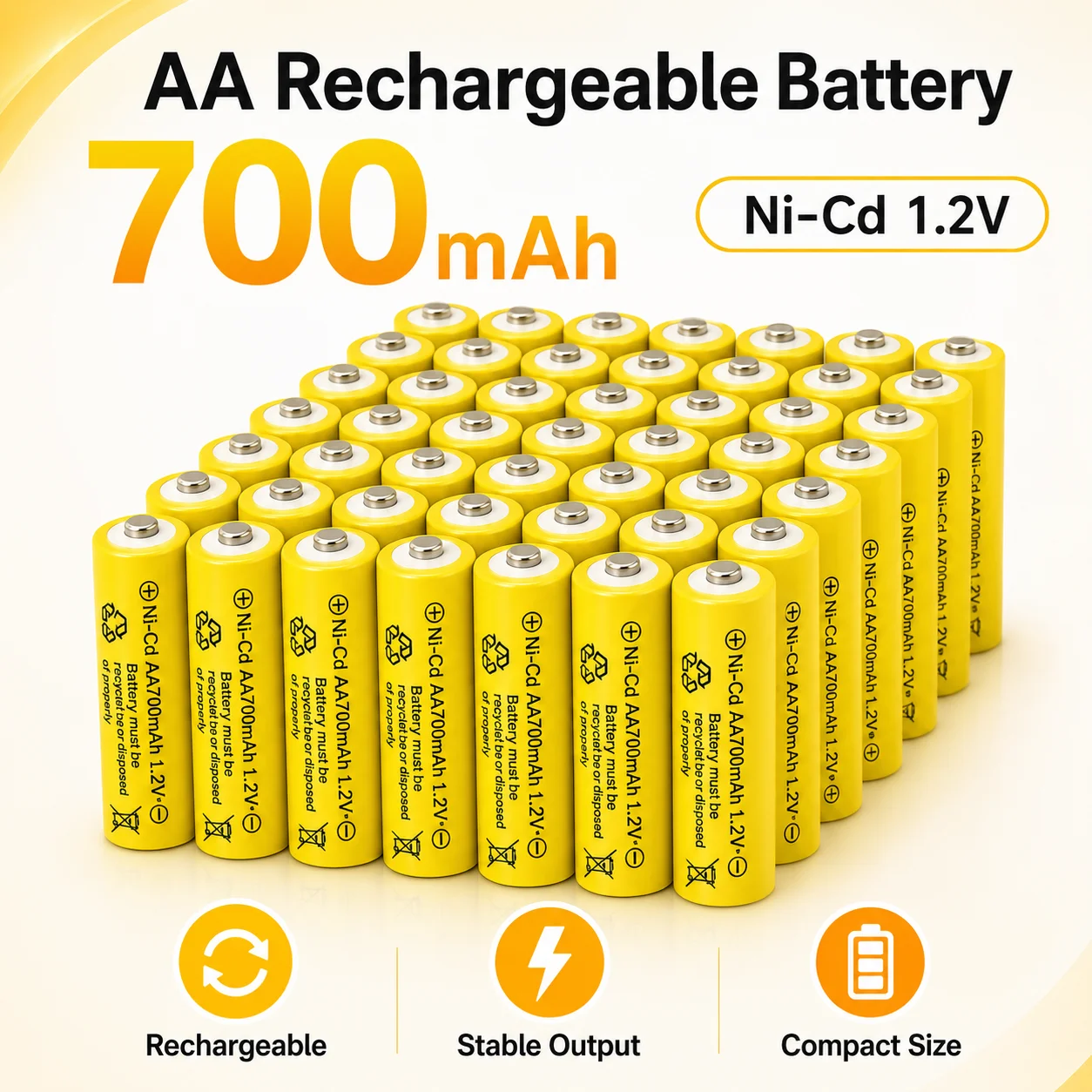 1.2V 700mAh AA Nickel Cadmium Rechargeable Battery Power Supply for Game Controller Small Household Gadgets
1.2V 700mAh AA Nickel Cadmium Rechargeable Battery Power Supply for Game Controller Small Household Gadgets