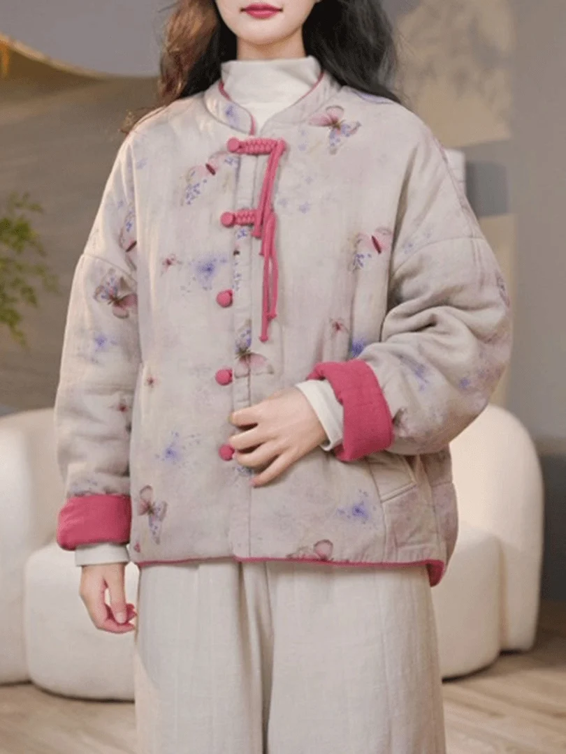 New Chinese Sle Double-Sided Wear Floral Print Cotton Jaet Women's Winter Loose Thi Warm National Sle Button Cotton Coat
New Chinese Sle Double-Sided Wear Floral Print Cotton Jaet Women's Winter Loose Thi Warm National Sle Button Cotton Coat