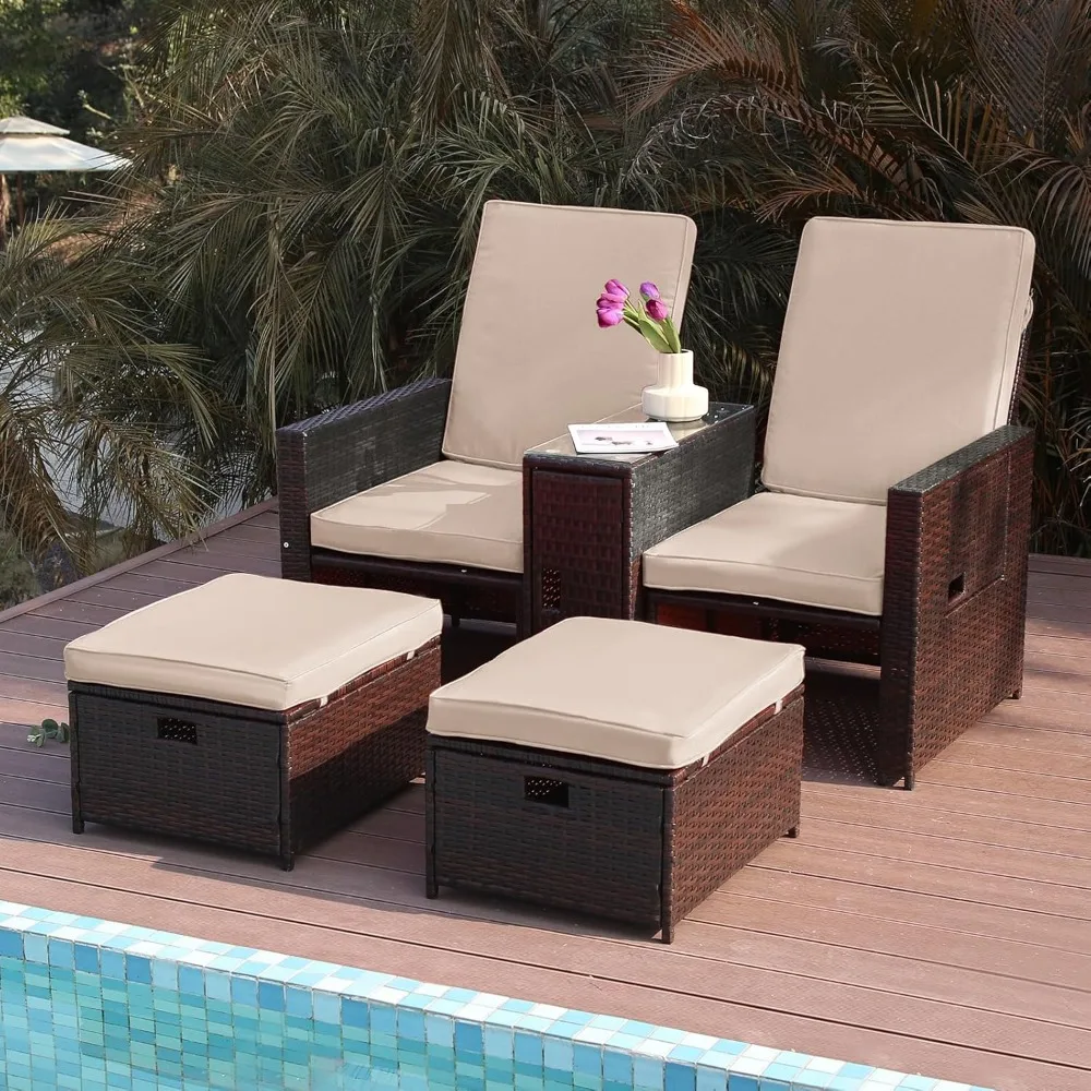 Patio Wicker Loveseat - Outdoor Rattan Sofa Set with Cushion - Adjustable Lounge Chair with Ottoman Footrest, Wicker Furniture f
Patio Wicker Loveseat - Outdoor Rattan Sofa Set with Cushion - Adjustable Lounge Chair with Ottoman Footrest, Wicker Furniture f