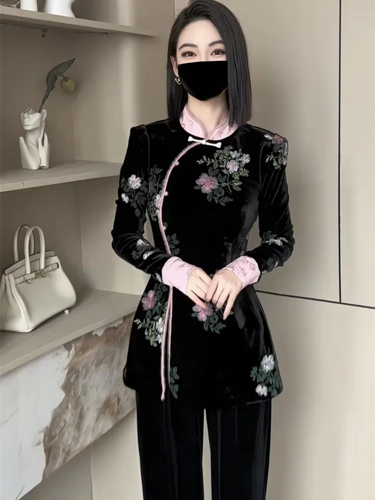 2025 Women autumn and winter new fashion versatile slimming temperament exquisite new Chinese style floral top+pants set
2025 Women autumn and winter new fashion versatile slimming temperament exquisite new Chinese style floral top+pants set