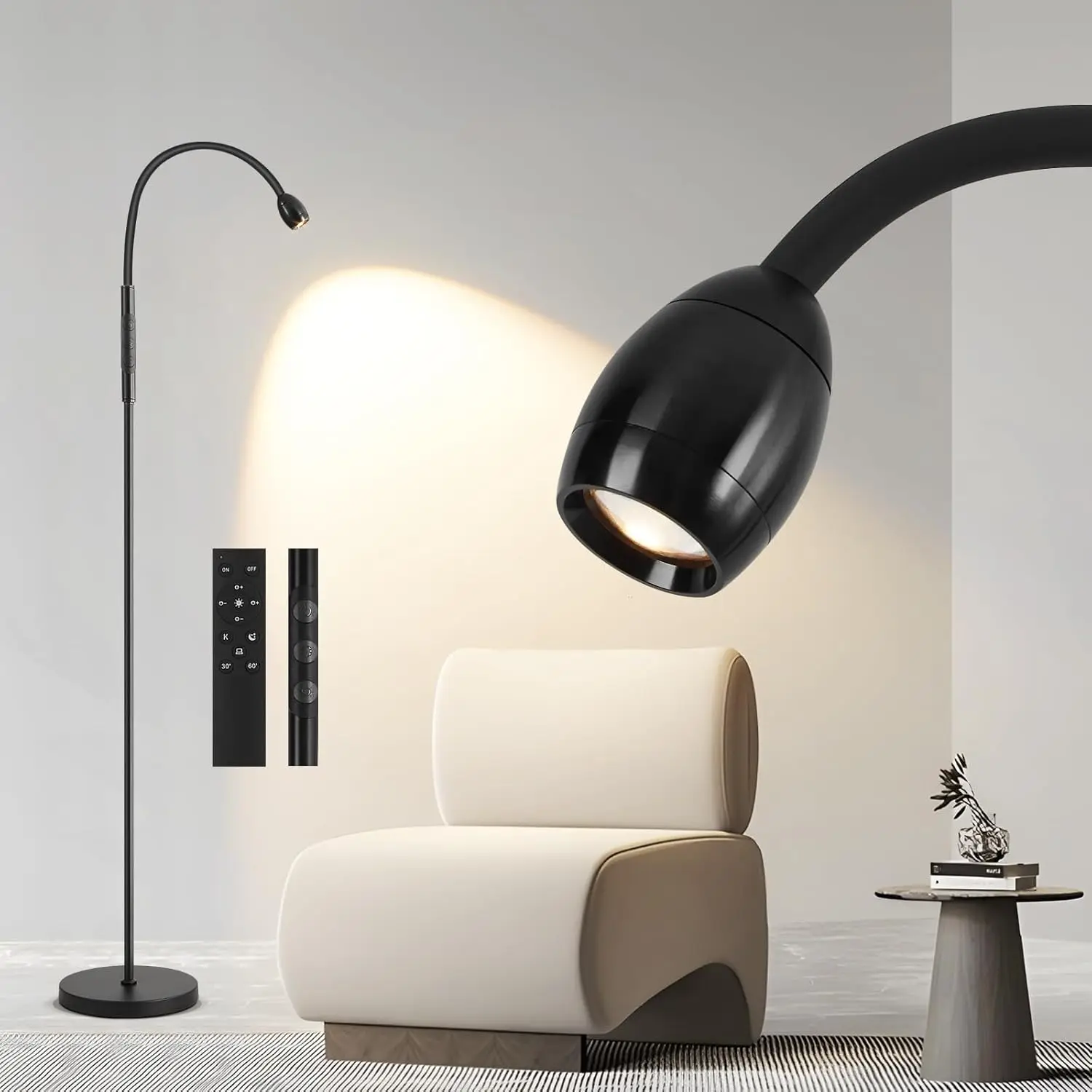 Adjustable Gooseneck LED Floor Lamp, Dimmable Black Task Light with Remote & Timer
Adjustable Gooseneck LED Floor Lamp, Dimmable Black Task Light with Remote & Timer