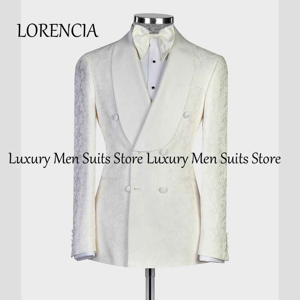 Elegant Jacquard Male Suits 2 Pieces Shawl Collar Double Breasted Tuxedos Wedding Party Customized Blazer Pants costumes homme
Elegant Jacquard Male Suits 2 Pieces Shawl Collar Double Breasted Tuxedos Wedding Party Customized Blazer Pants costumes homme