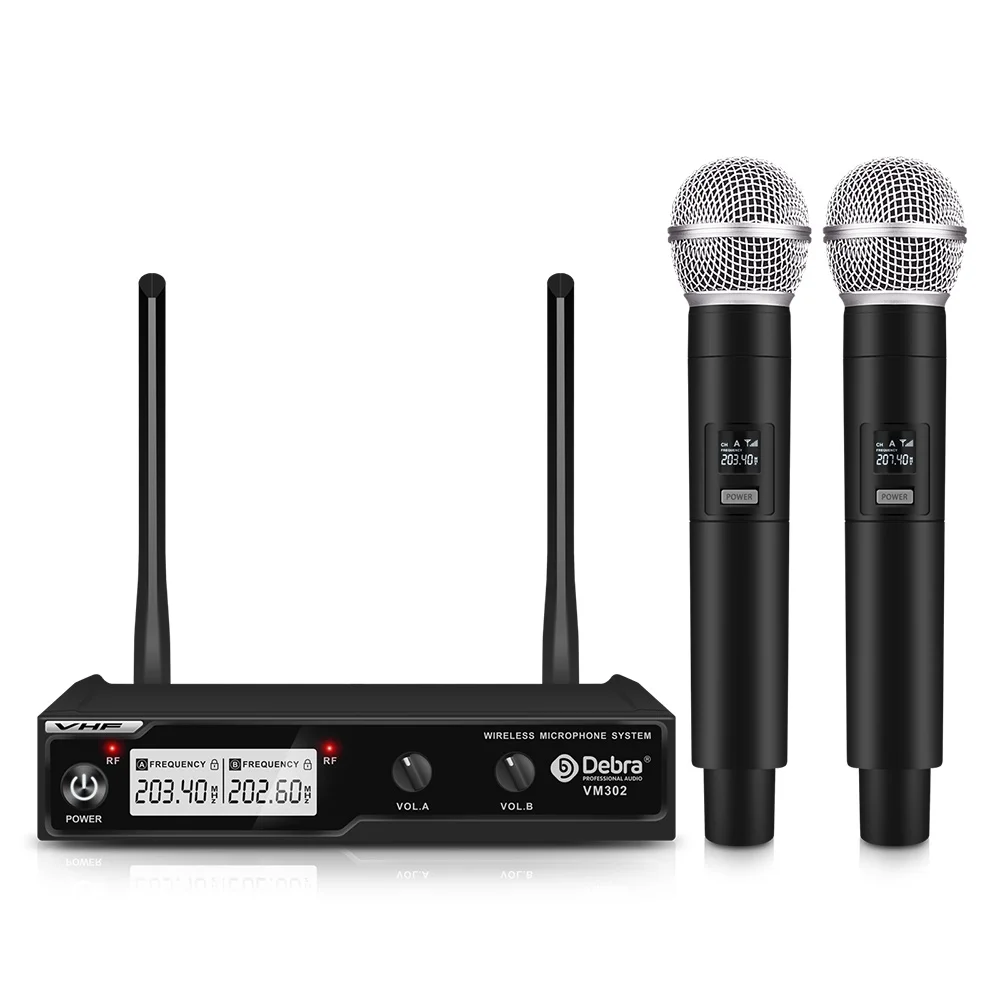 Беспроводная микрофонная система UHF VM302 с 2 портативными беспроводными микрофонами, расстояние 80 метров для церковного, будущего, семейного караоке.
Беспроводная микрофонная система UHF VM302 с 2 портативными беспроводными микрофонами, расстояние 80 метров для церковного, будущего, семейного караоке.