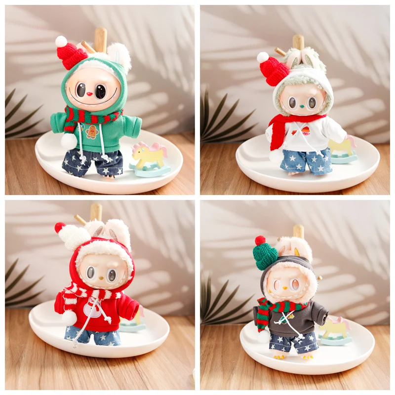 Рождественский костюм Kawaii, толстовка с капюшоном, брюки, шарф для 17 см, Labubu V1 V2, аксессуары для кукольной одежды, сменная одежда
Рождественский костюм Kawaii, толстовка с капюшоном, брюки, шарф для 17 см, Labubu V1 V2, аксессуары для кукольной одежды, сменная одежда