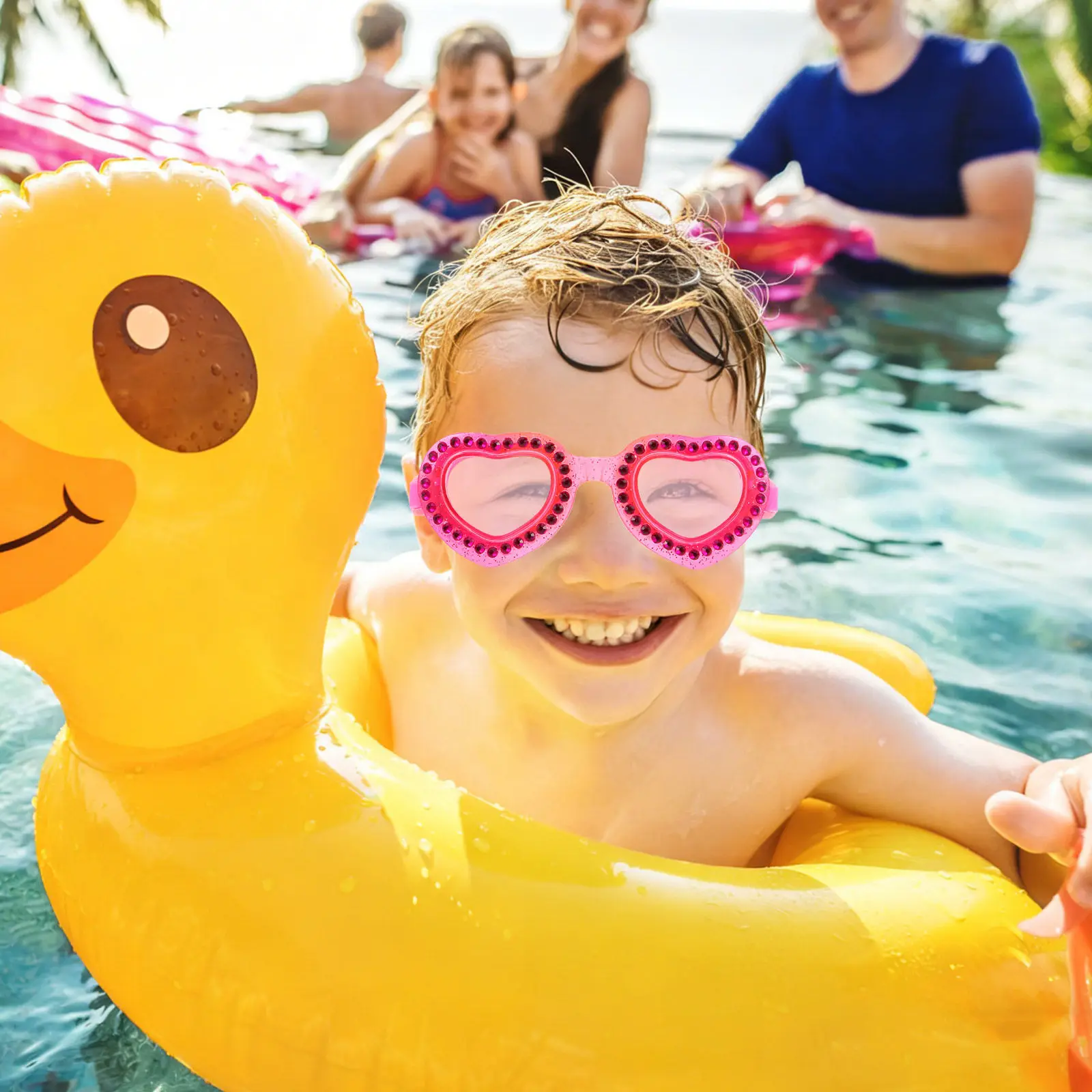 Kids Swimming Goggles Heart Shape Rainbow Colors Rhinestone Embellished Anti Vision Silicone Seal Adjustable Strap
Kids Swimming Goggles Heart Shape Rainbow Colors Rhinestone Embellished Anti Vision Silicone Seal Adjustable Strap