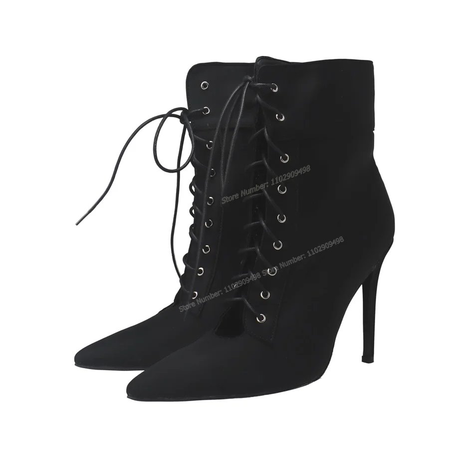 Balck Cross Tied Ankle Boots Pointed Toe Shoes for Women Cover Heel Thin High Heels Fashion Shoes 2023 Zapatos Para Mujere
Balck Cross Tied Ankle Boots Pointed Toe Shoes for Women Cover Heel Thin High Heels Fashion Shoes 2023 Zapatos Para Mujere