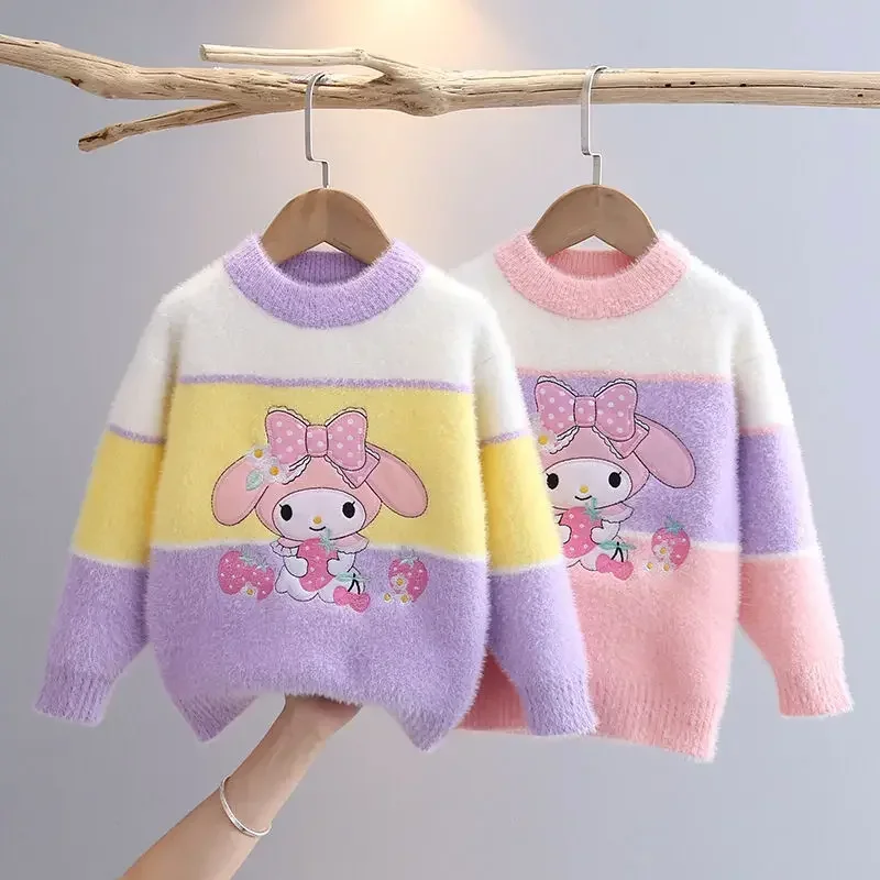 Свитер My Melody, детский новогодний подарок, вязаный свитер Sanrio, кавайный пуловер с круглым вырезом в стиле аниме, осенне-зимний свитер
Свитер My Melody, детский новогодний подарок, вязаный свитер Sanrio, кавайный пуловер с круглым вырезом в стиле аниме, осенне-зимний свитер