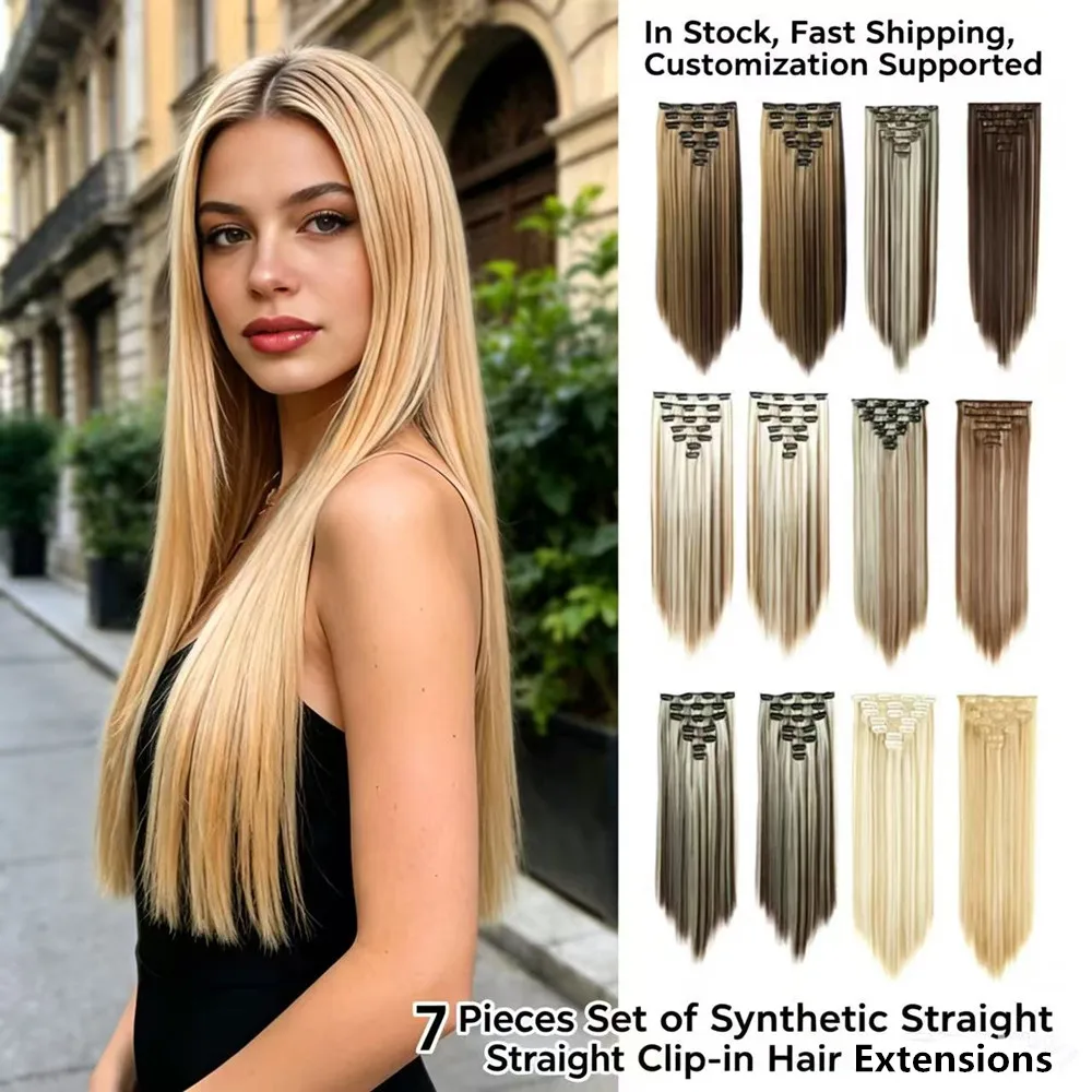 7Pcs 16 Clips Clip In Hair Extensions 150g Long Straight Synthetic Hair Pieces For Women Natural Black Brown Highlight Blonde
7Pcs 16 Clips Clip In Hair Extensions 150g Long Straight Synthetic Hair Pieces For Women Natural Black Brown Highlight Blonde