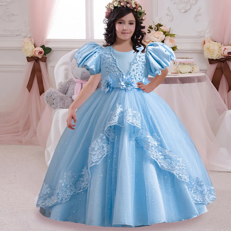 Girl's Pearl Bubble Sleeves Princess Dress 4-12 Years Old Fashionable Flower Lace Satin Dress Birthday Wedding Flower Clothing
Girl's Pearl Bubble Sleeves Princess Dress 4-12 Years Old Fashionable Flower Lace Satin Dress Birthday Wedding Flower Clothing