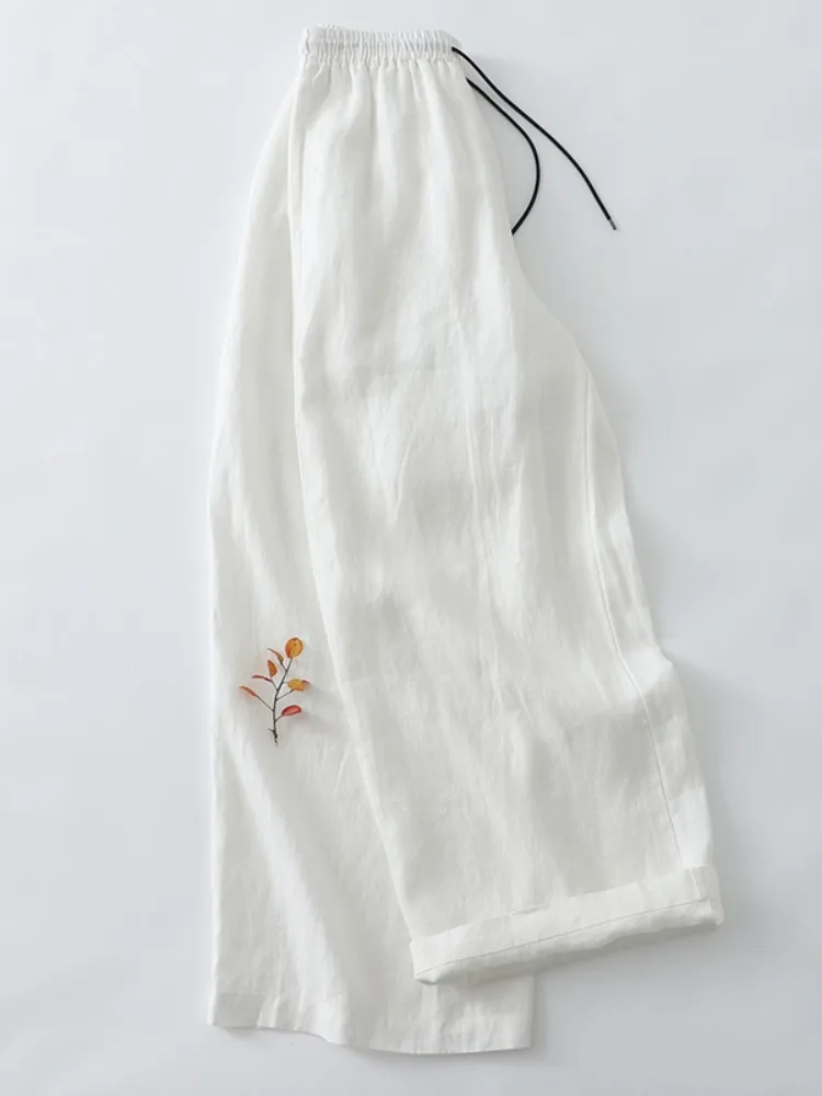 Artistic Minimalist Cotton Linen Wide Leg Pants Women Summer Elastic Waist Belt Casual Lightweight Straight Long Trousers
Artistic Minimalist Cotton Linen Wide Leg Pants Women Summer Elastic Waist Belt Casual Lightweight Straight Long Trousers