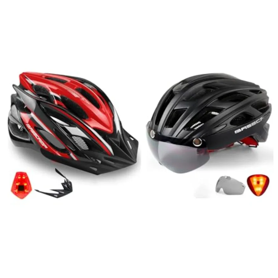 Black+Black Red White Bike Helmet for Men Women with LED Safety Light
Black+Black Red White Bike Helmet for Men Women with LED Safety Light