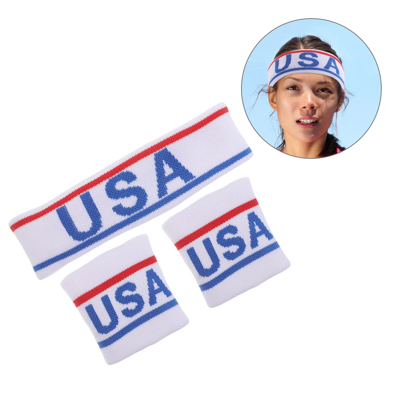 1 Set Sport Sweat-absorbent Headband Wristbands Set Usa Print Head Wrist Sweatband Fitness Wrist Sweat Band Sweat-Wicking Bands
1 Set Sport Sweat-absorbent Headband Wristbands Set Usa Print Head Wrist Sweatband Fitness Wrist Sweat Band Sweat-Wicking Bands