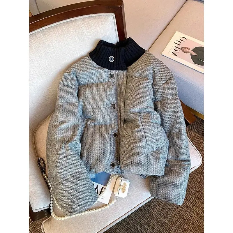 Women's Coat winter autumn Jacket Outerwear Warm Fleece Lined Korean Lazy Gray Knit Quilted Stand Collar Short Puffer Coat
Women's Coat winter autumn Jacket Outerwear Warm Fleece Lined Korean Lazy Gray Knit Quilted Stand Collar Short Puffer Coat