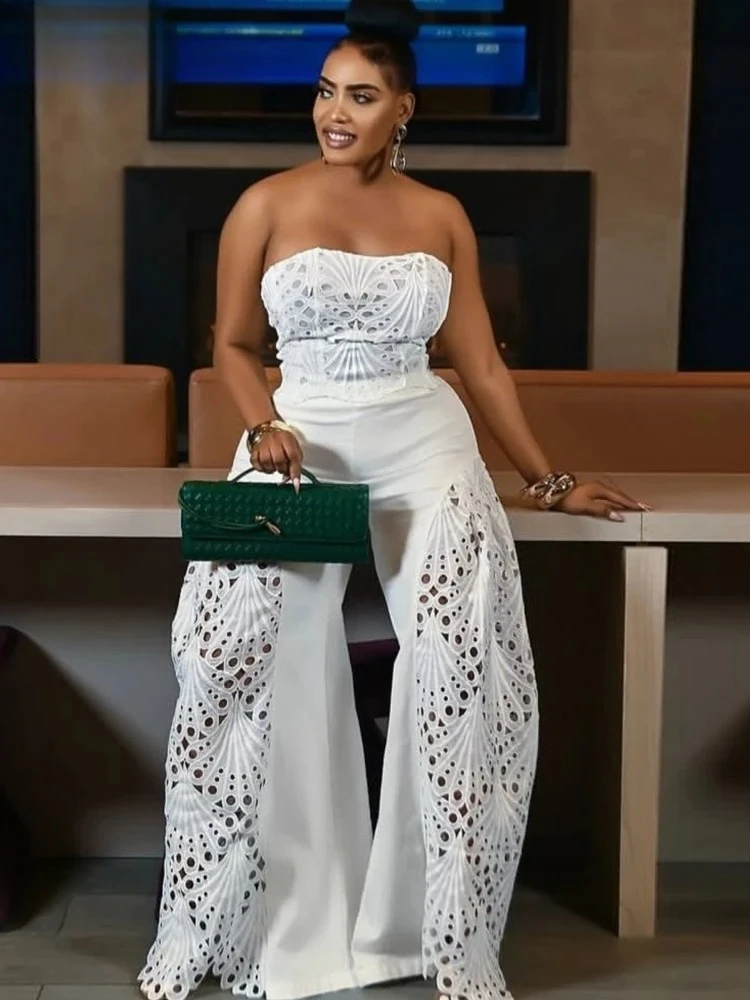 Elegant Hollow Out Lace Breast Croset Tube Top and Wide Legs Pants Set Womens Lace Tracksuits Palazzo Set Sexy Clubwear
Elegant Hollow Out Lace Breast Croset Tube Top and Wide Legs Pants Set Womens Lace Tracksuits Palazzo Set Sexy Clubwear