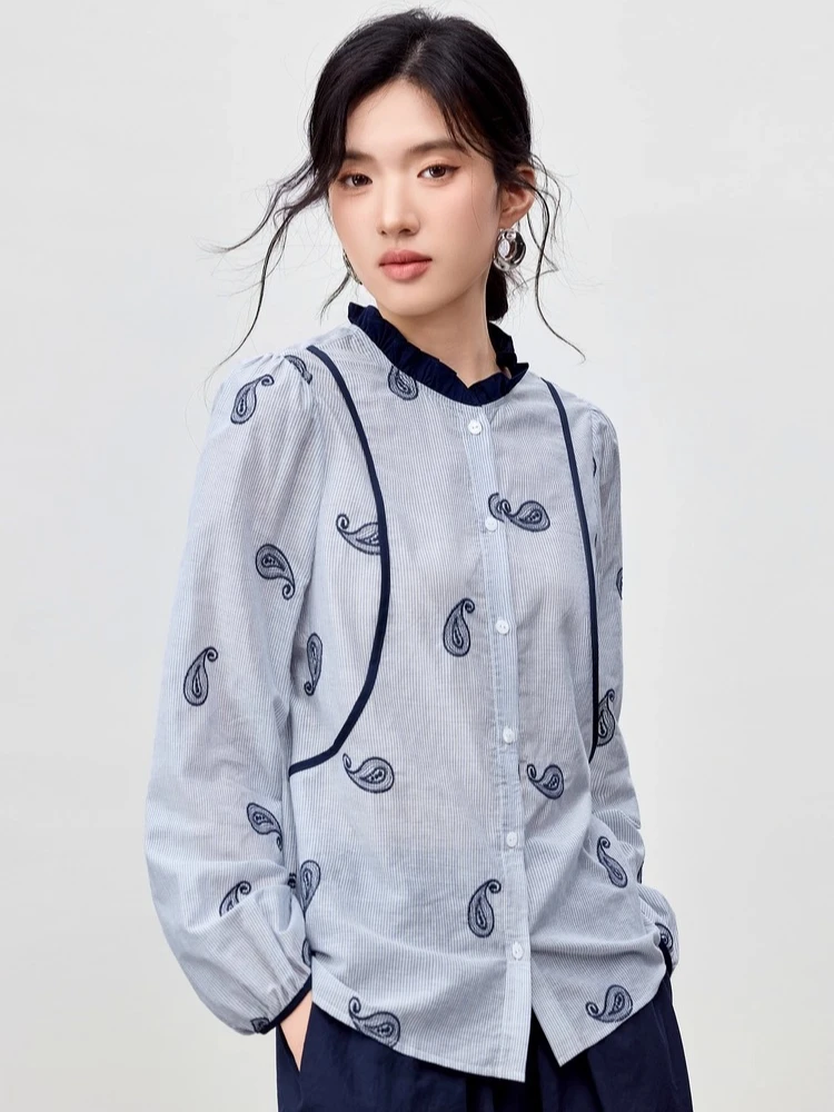 SENTUBILA Women's 100% Cotton Striped Shirt 2025 Autumn New Lantern Sleeve Loose Fit Commuter Long Sleeve Blouse Q53CA3957 
SENTUBILA Women's 100% Cotton Striped Shirt 2025 Autumn New Lantern Sleeve Loose Fit Commuter Long Sleeve Blouse Q53CA3957