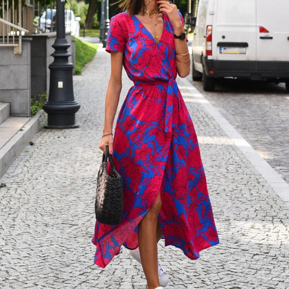 Women's V Neck Printed Dress Medium to Long Length with Lace Up Detail Loose Fit Polyester Fashion Daily Outfit
Women's V Neck Printed Dress Medium to Long Length with Lace Up Detail Loose Fit Polyester Fashion Daily Outfit