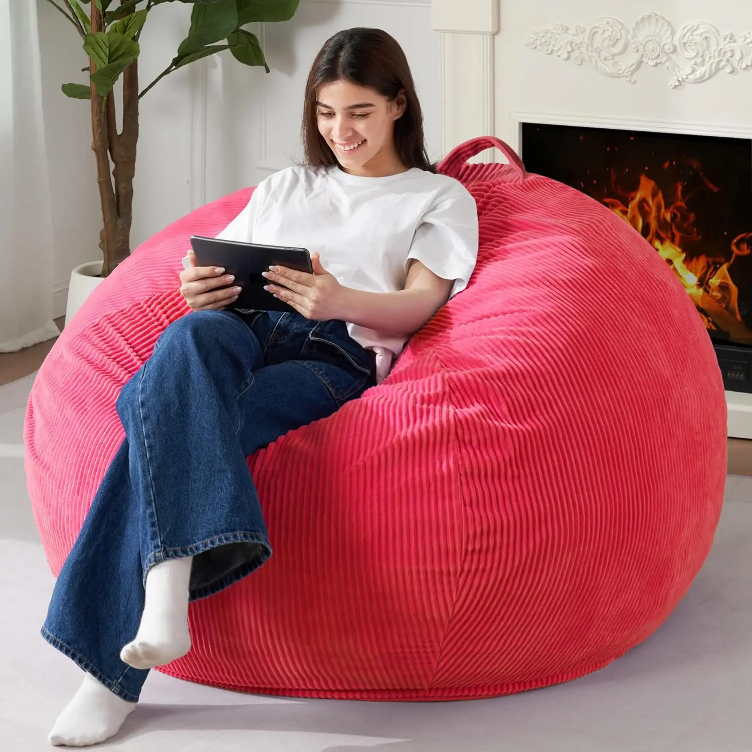 3.5FT Bean Bag Chair: Teardrop Bean Bags with Memory Foam Filled, Compact Beanbag Chairs Soft Sofa with Corduroy Cover
3.5FT Bean Bag Chair: Teardrop Bean Bags with Memory Foam Filled, Compact Beanbag Chairs Soft Sofa with Corduroy Cover