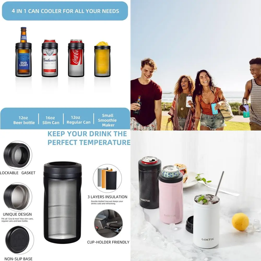 4-in-1 Insulated Can Cooler, 8 Pack Double Wall Slim Can Holders for 12 oz Cans and Bottles (Black)
4-in-1 Insulated Can Cooler, 8 Pack Double Wall Slim Can Holders for 12 oz Cans and Bottles (Black)
