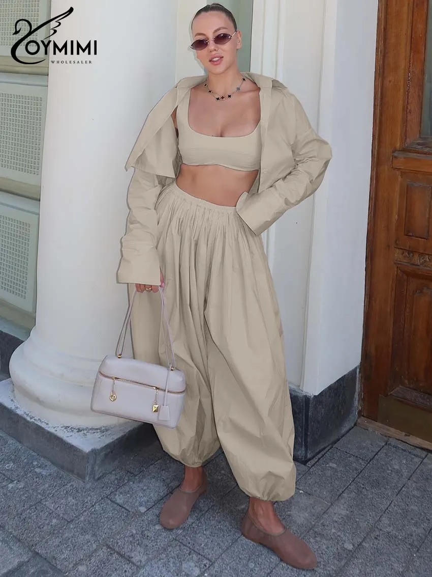 Oymimi Women's Beige Textured 3-Piece Set 2026 Spring Crop Bralette Cropped Blazer High-Waist Lantern Pants Effortless Outfit
Oymimi Women's Beige Textured 3-Piece Set 2026 Spring Crop Bralette Cropped Blazer High-Waist Lantern Pants Effortless Outfit