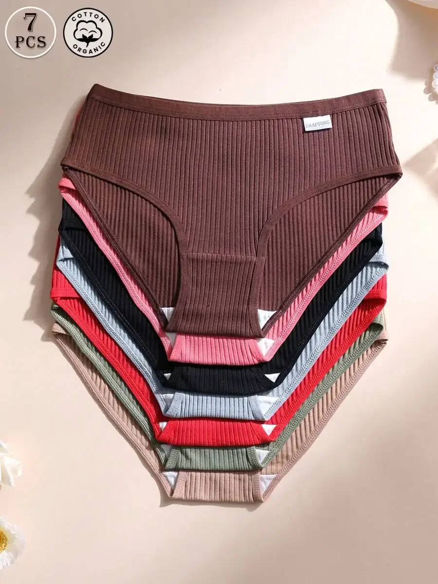 7 Pcs Womens Ribbed Cotton Briefs Low Waist Comfortable Breathable Underwear
7 Pcs Womens Ribbed Cotton Briefs Low Waist Comfortable Breathable Underwear