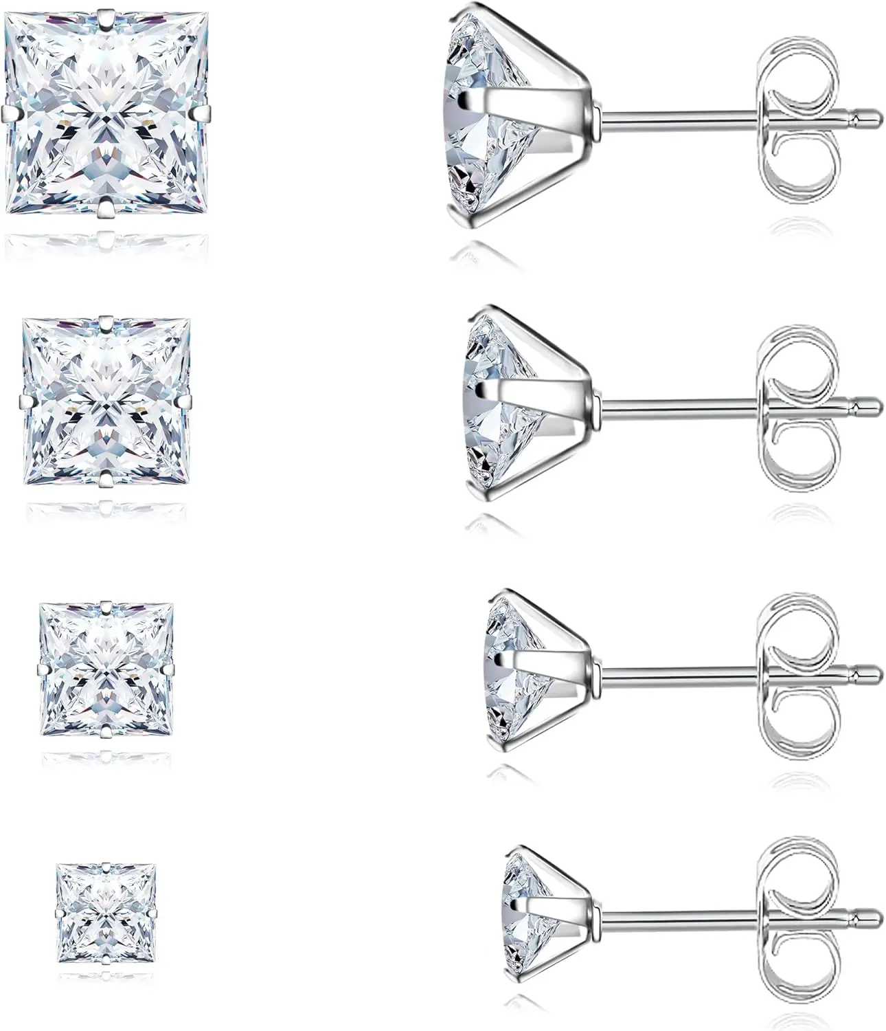 4 Pairs Stainless Steel Earrings, Square Stud Earrings for Men and Women, Hypoallergenic Silver Cubic
4 Pairs Stainless Steel Earrings, Square Stud Earrings for Men and Women, Hypoallergenic Silver Cubic