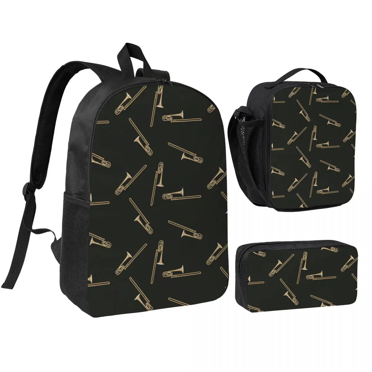 Trombone On Black Backpack Student BookBag School Bag Shoulder Bags 3ps Insulated Lunch Bag Pencil Case
Trombone On Black Backpack Student BookBag School Bag Shoulder Bags 3ps Insulated Lunch Bag Pencil Case