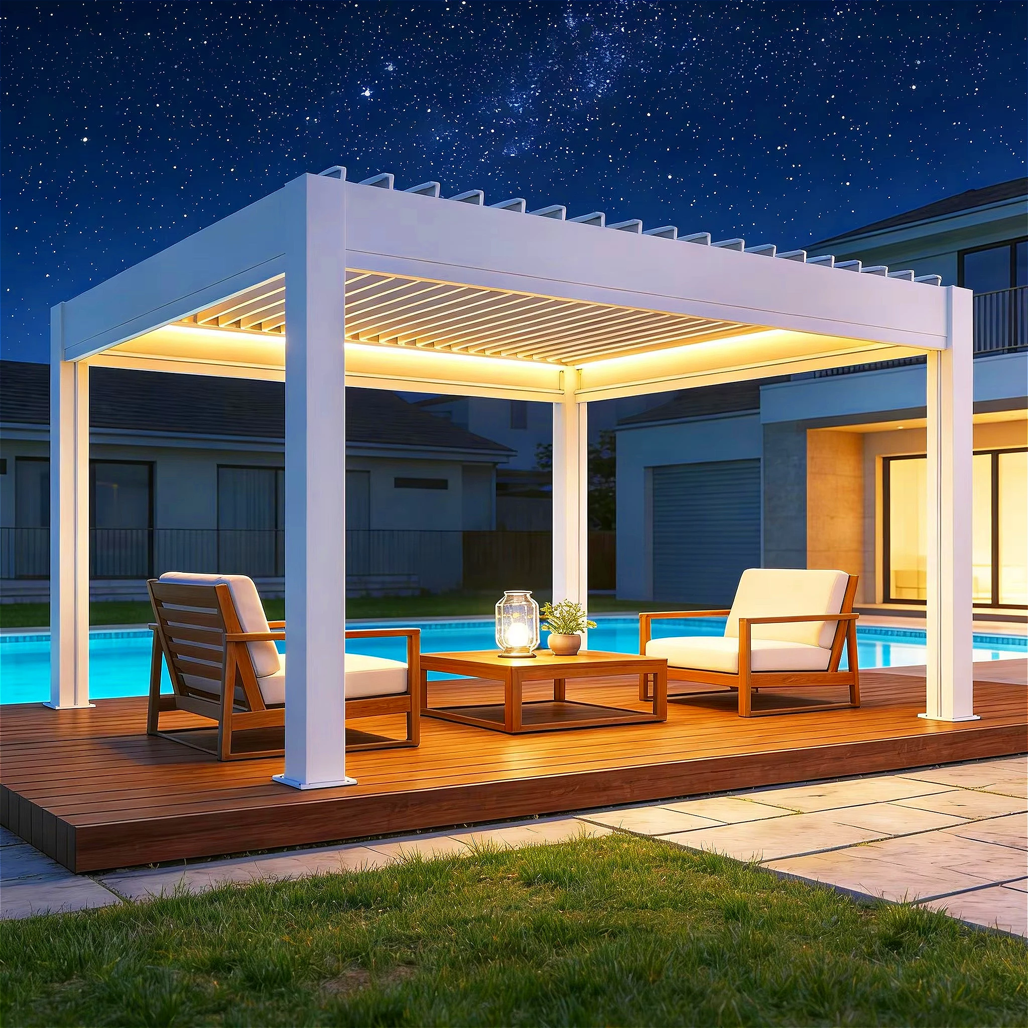 Adjustable Waterproof Motorized Aluminum Gazebo Louvered Pergola for Outdoor Living Spaces Swimming Pool Garden Yard
Adjustable Waterproof Motorized Aluminum Gazebo Louvered Pergola for Outdoor Living Spaces Swimming Pool Garden Yard