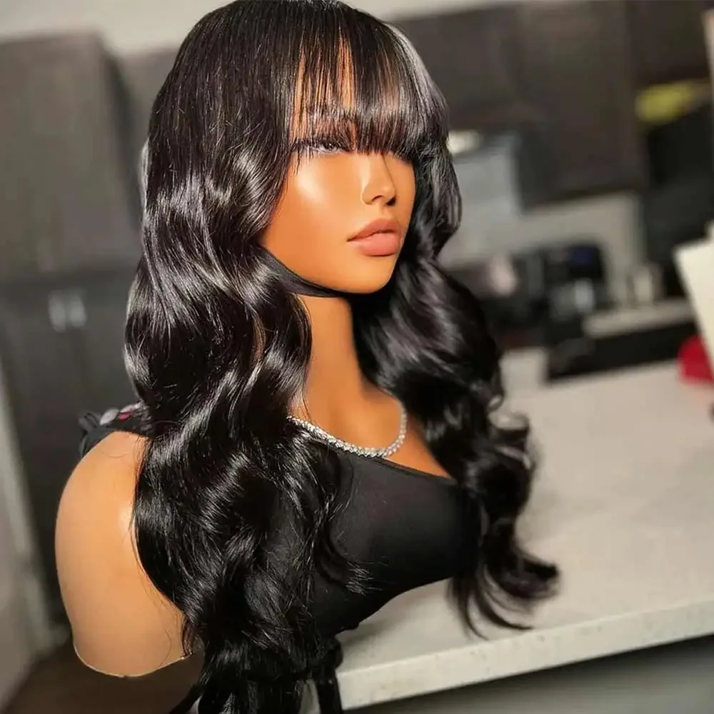 Black Body Wave Lace Front Wig With Bangs 13x4 HD Transparent Synthetic And Blend Lace Wigs Beginner Friendly Daily Party Use
Black Body Wave Lace Front Wig With Bangs 13x4 HD Transparent Synthetic And Blend Lace Wigs Beginner Friendly Daily Party Use