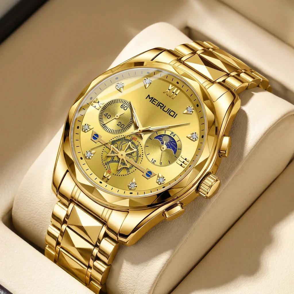 1pcs Men's gold dial alloy strap vintage fashion open heart moon phase details Quartz Watch for business party holiday
1pcs Men's gold dial alloy strap vintage fashion open heart moon phase details Quartz Watch for business party holiday