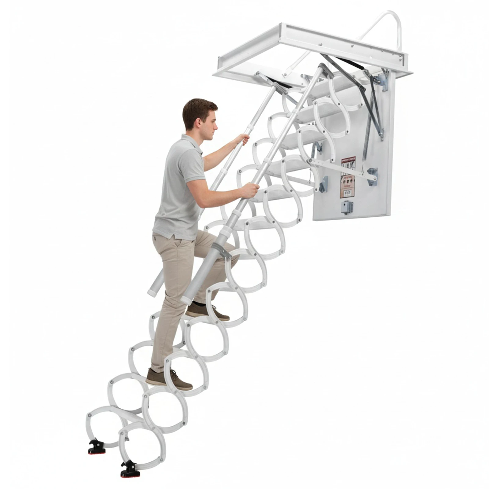 12 Steps Ceiling Mounted Attic Ladder with Handrails Steel Attic Staircases 660LBS Capacity Height Adjustable for Rough Opening
12 Steps Ceiling Mounted Attic Ladder with Handrails Steel Attic Staircases 660LBS Capacity Height Adjustable for Rough Opening