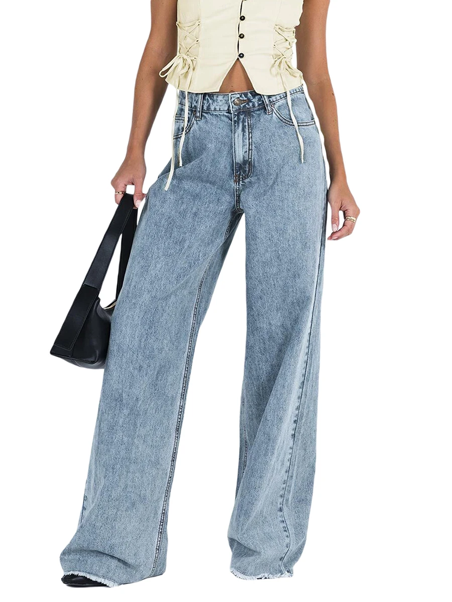 New Women Wide Leg Jeans Pants Solid Color Stretch Casual Loose Pants Work Office Streetwear Denim Trousers White Blue
New Women Wide Leg Jeans Pants Solid Color Stretch Casual Loose Pants Work Office Streetwear Denim Trousers White Blue