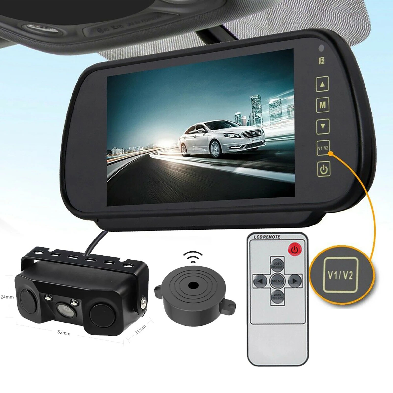 Lastbus 7" HD Mirror Monitor Parking 3in 1 Radar Sensor Reverse Backup Camera Beeper Kit
Lastbus 7" HD Mirror Monitor Parking 3in 1 Radar Sensor Reverse Backup Camera Beeper Kit
