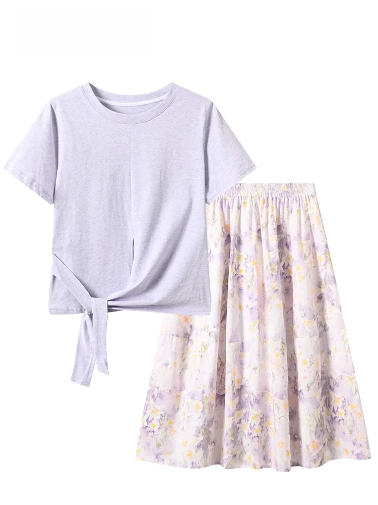 Loose round Neck Short Sleeve Women's Set Summer New Style plus Size Sister Top And Half Skirt Two-Piece Fashion Ensemble
Loose round Neck Short Sleeve Women's Set Summer New Style plus Size Sister Top And Half Skirt Two-Piece Fashion Ensemble