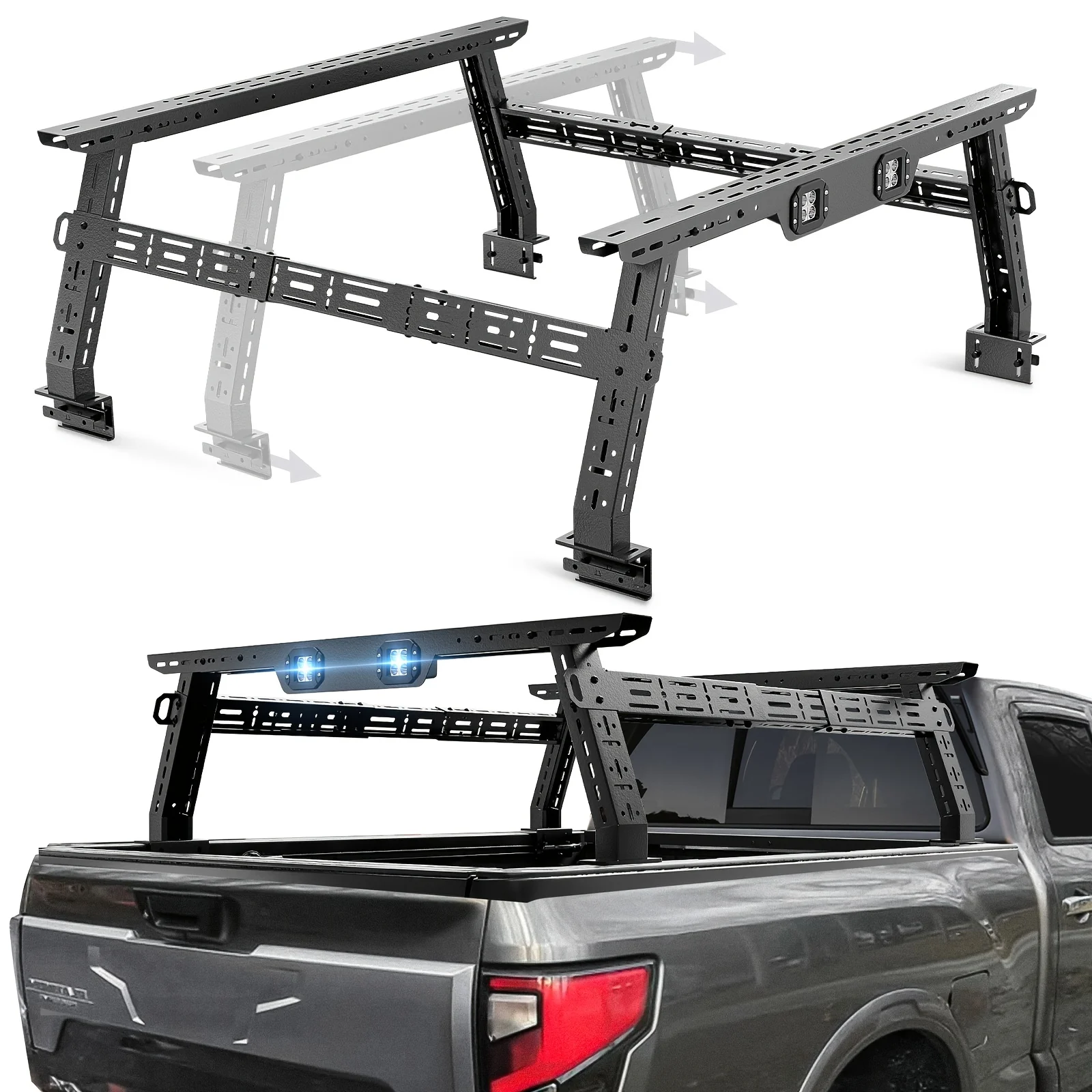 Truck Cargo Rack Adjustable 16-24.8" High Bed Racks Cargo Carrier with 2 LED Lights Compatible for Silverado for Sierra for Ram
Truck Cargo Rack Adjustable 16-24.8" High Bed Racks Cargo Carrier with 2 LED Lights Compatible for Silverado for Sierra for Ram