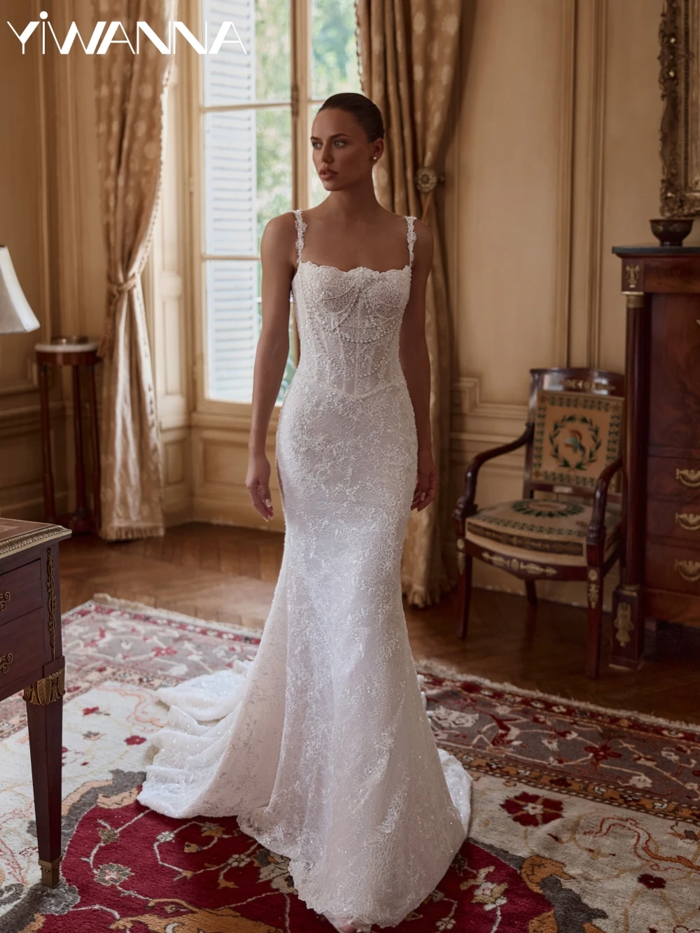 Shiny Embroidery Beaded Lace Wedding Dress Elegant Spaghetti Straps Bridal Gown Customized Pearls Mermaid Long Dresses For Bride
Shiny Embroidery Beaded Lace Wedding Dress Elegant Spaghetti Straps Bridal Gown Customized Pearls Mermaid Long Dresses For Bride