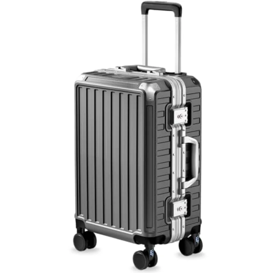Carry On Luggage with Spinner Wheels 8010S Aluminum Frame Zipperless Polycarbonate Hard Shell Suitcase ZX-Core Charcoal Metalli
Carry On Luggage with Spinner Wheels 8010S Aluminum Frame Zipperless Polycarbonate Hard Shell Suitcase ZX-Core Charcoal Metalli