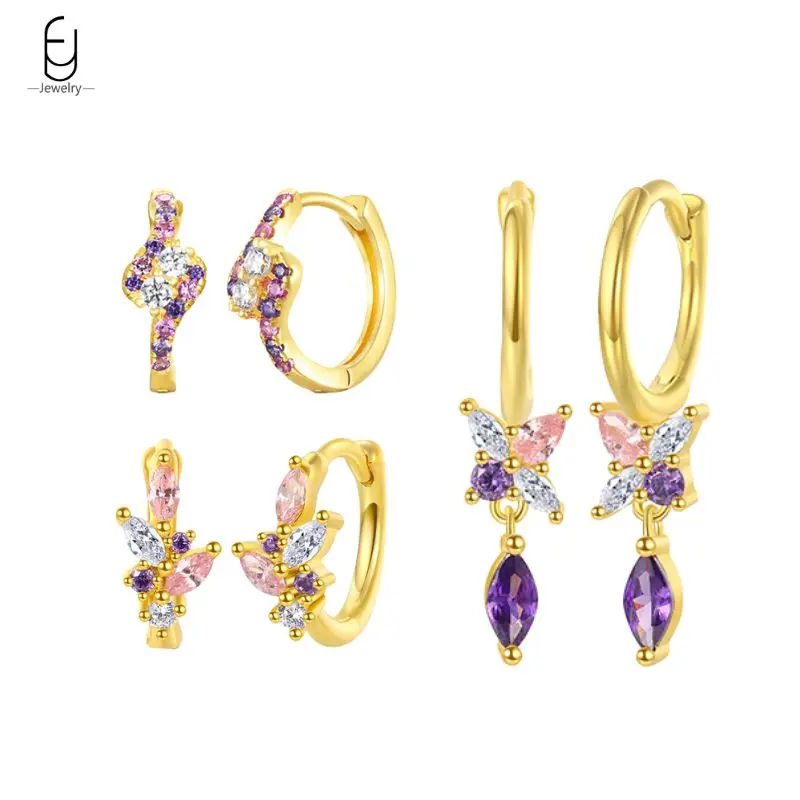 925 Sterling Silver Needle Pink And Purple Splicing Crystal Hoop Earrings for Women Luxury Flower Pendant Earrings Fine Jewelry
925 Sterling Silver Needle Pink And Purple Splicing Crystal Hoop Earrings for Women Luxury Flower Pendant Earrings Fine Jewelry