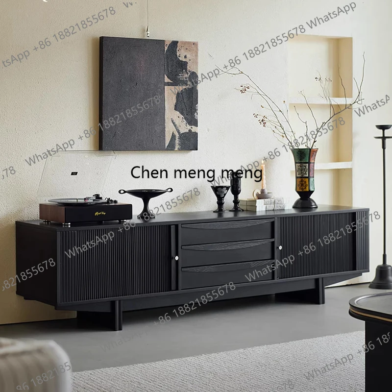 TV cabinet living room home storage integrated solid wood black retro TV cabinet
TV cabinet living room home storage integrated solid wood black retro TV cabinet