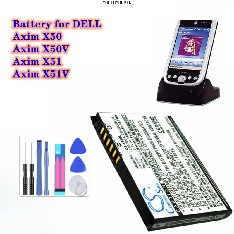 PDA,Pocket PC Battery 3.7V/1100mAh 310-5965, U6192 For DELL:Axim X50,Axim X50V,Axim X51,Axim X51V,--Li-ion--3.70V
PDA,Pocket PC Battery 3.7V/1100mAh 310-5965, U6192 For DELL:Axim X50,Axim X50V,Axim X51,Axim X51V,--Li-ion--3.70V