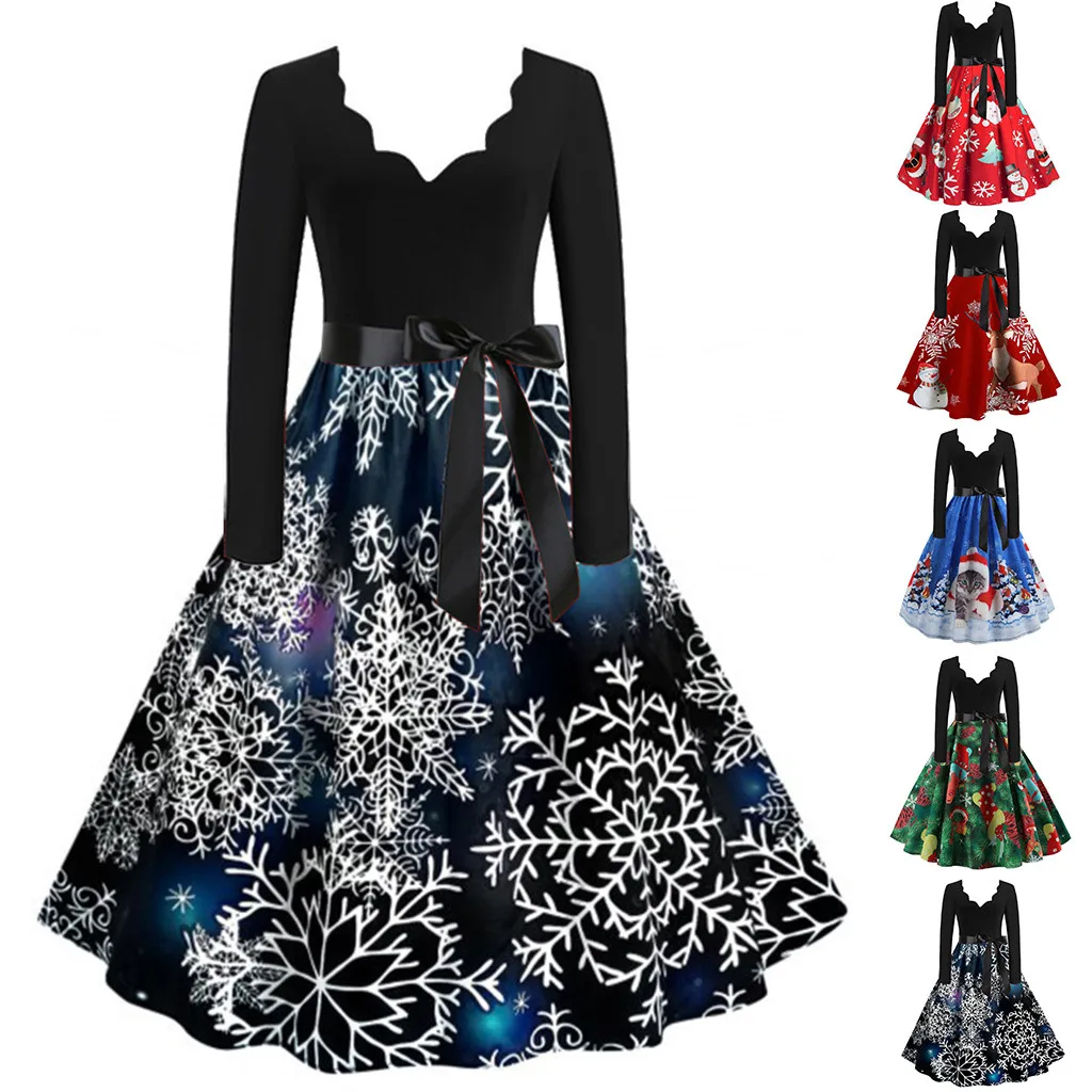 New Year Christmas Dress Women Adult Xmas Santa Costume Long Sleeve V Collar Vintage Vestidos Fashion Elegant Party Dresses
New Year Christmas Dress Women Adult Xmas Santa Costume Long Sleeve V Collar Vintage Vestidos Fashion Elegant Party Dresses